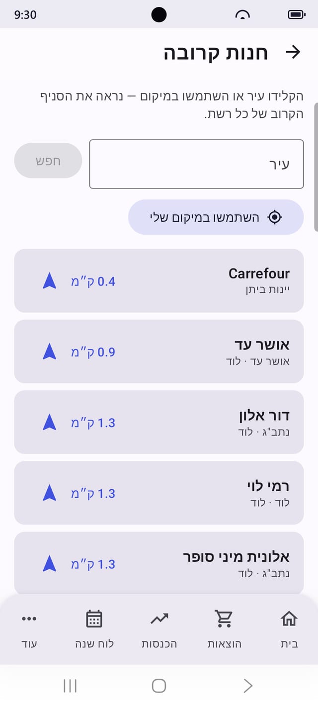 הסניף הקרוב של כל רשת עם ניווט
